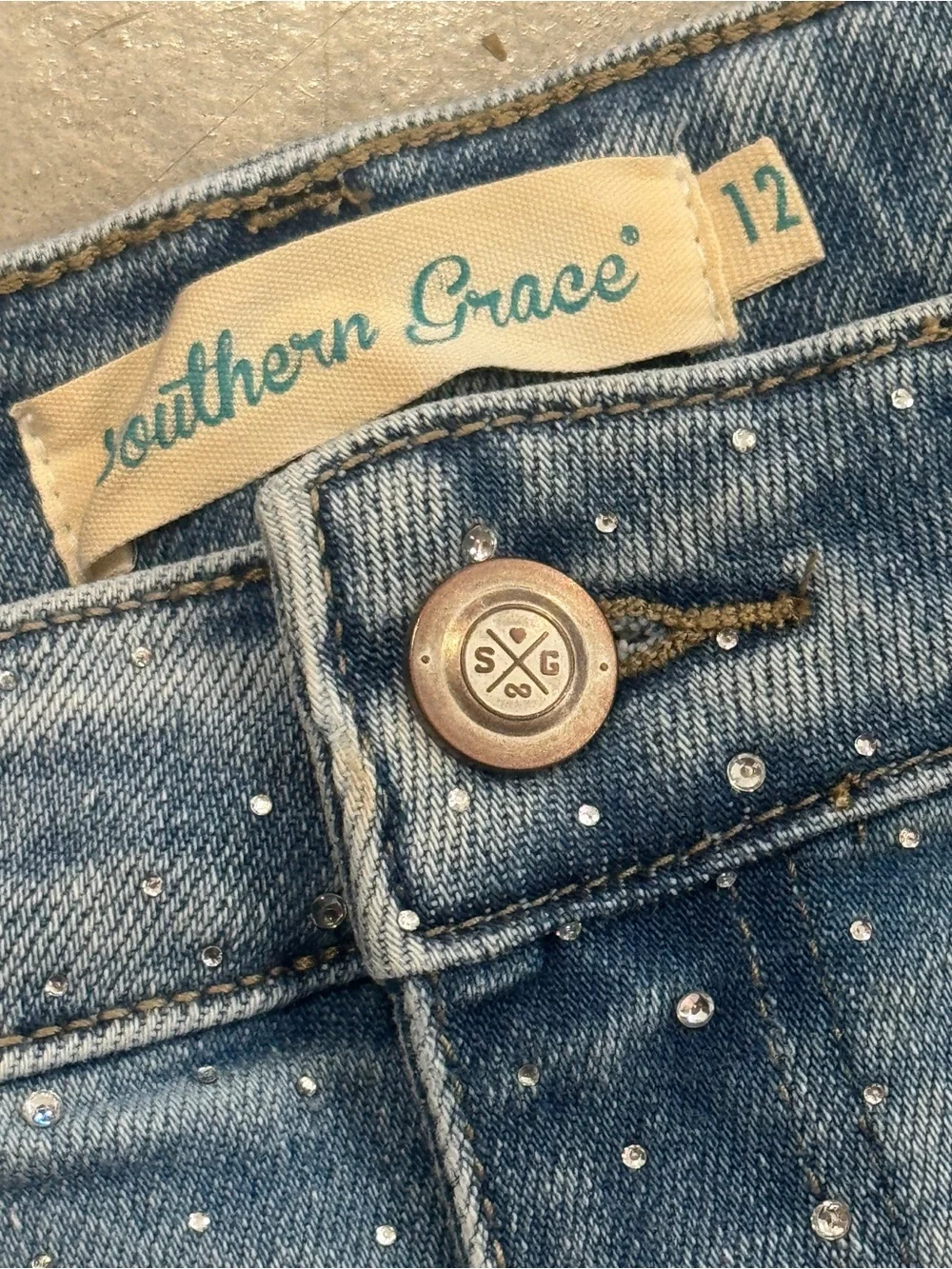 Southern Grace Women's Blue Distressed Denim Shorts